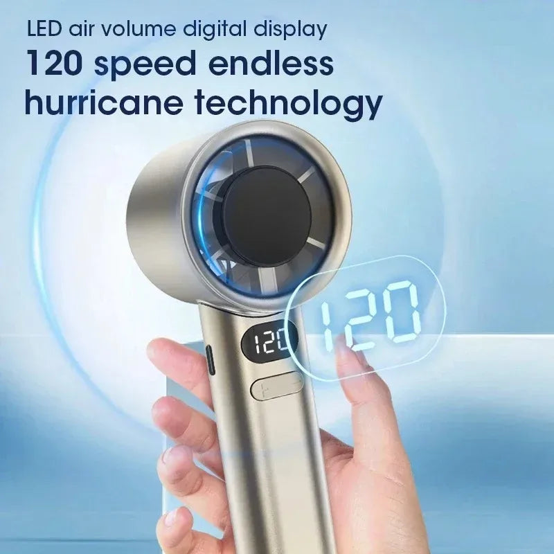Mini Handheld Fan – Quiet, 4-Speed, Portable with Power Display