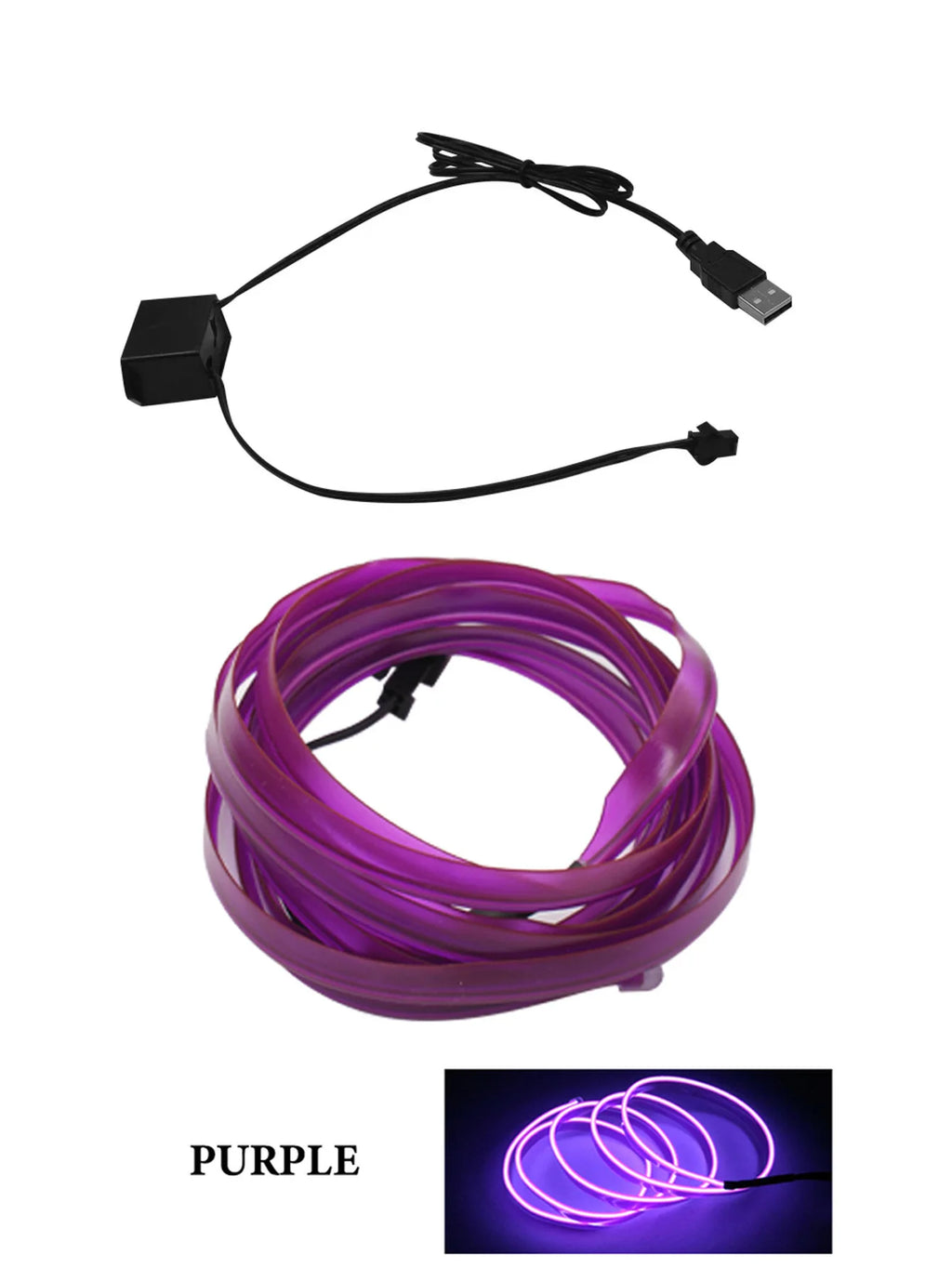 Car Interior LED Ambient Light Strip – USB Flexible EL Light