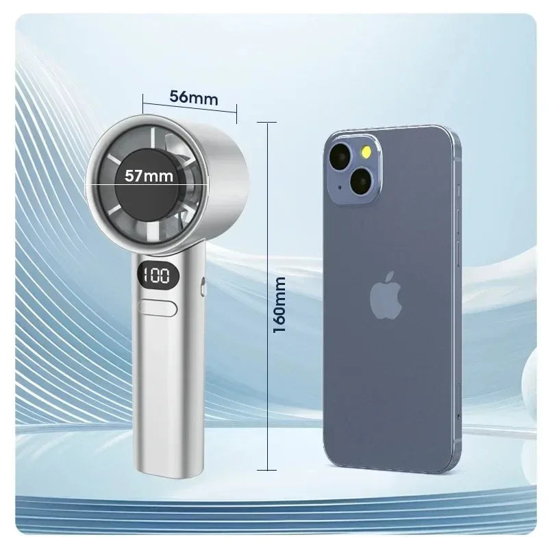 Mini Handheld Fan – Quiet, 4-Speed, Portable with Power Display