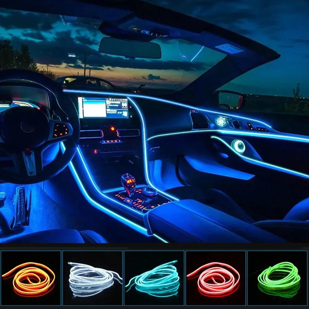Car Interior LED Ambient Light Strip – USB Flexible EL Light