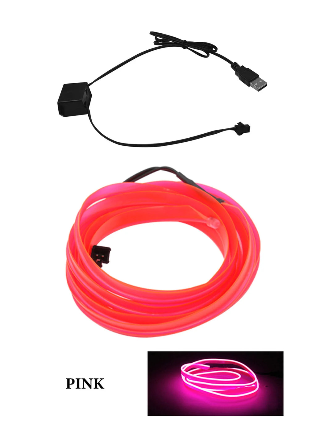 Car Interior LED Ambient Light Strip – USB Flexible EL Light